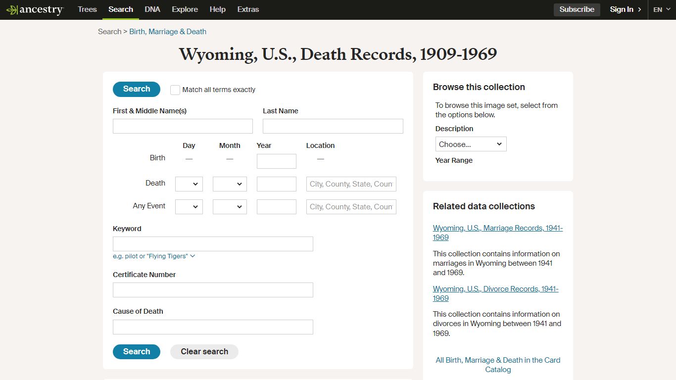 Wyoming, Death Records, 1909-1969 - Ancestry